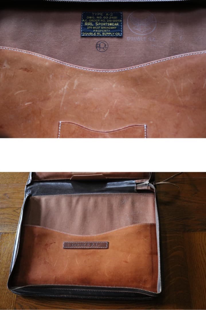 【名作】RRL レザー ドキュメントケース バッグ　A-2タイプ