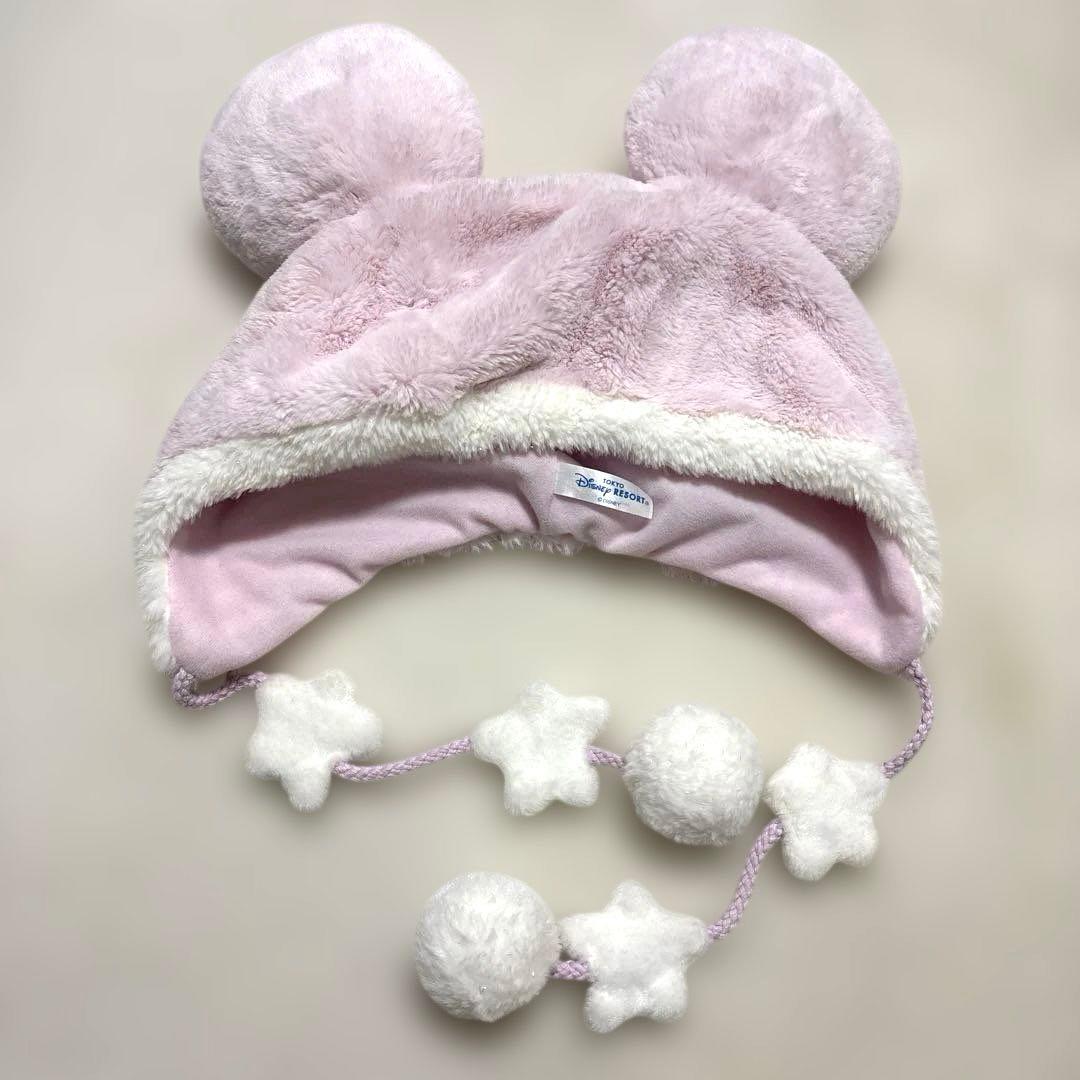 ディズニー　リゾート　ファンキャップ　水色　ピンク　モコモコ　冬　ランド　シー