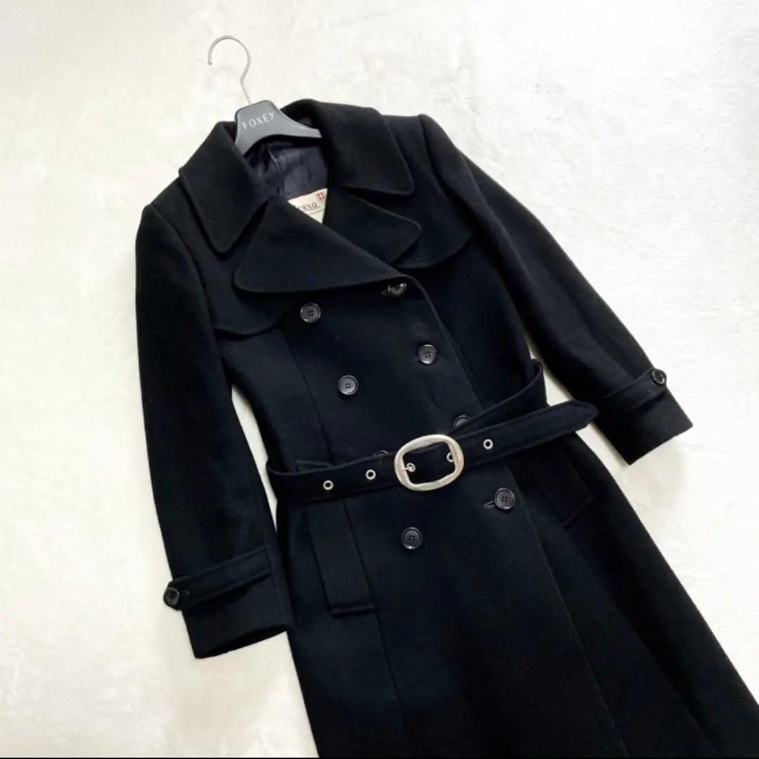 Herno ブラック ロングコート ベルト付き