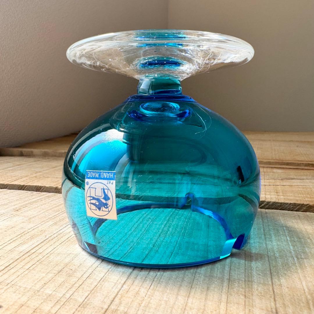 当時物　ブランデー型灰皿　ライトブルー　アッシュトレイ　アンティーク