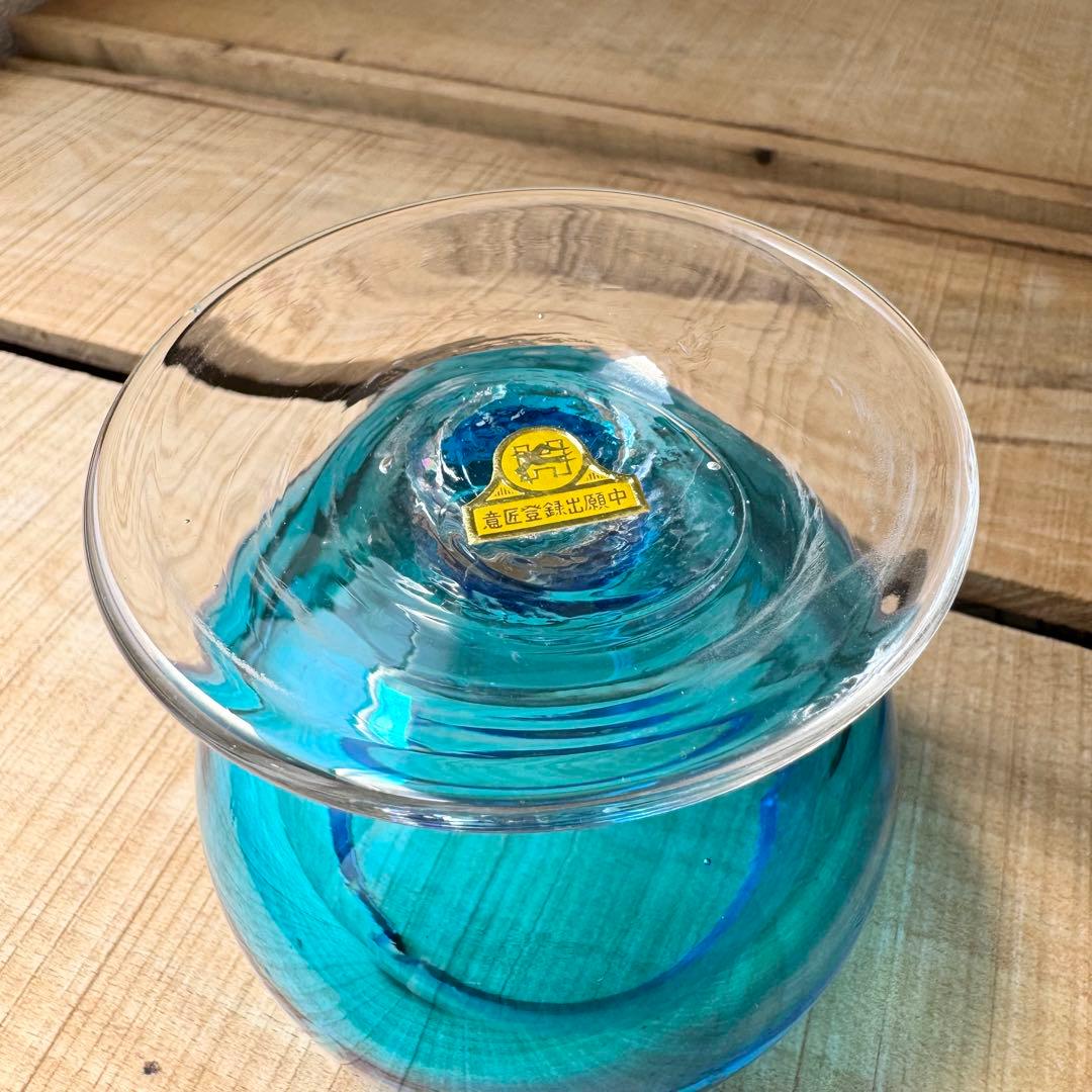 当時物　ブランデー型灰皿　ライトブルー　アッシュトレイ　アンティーク