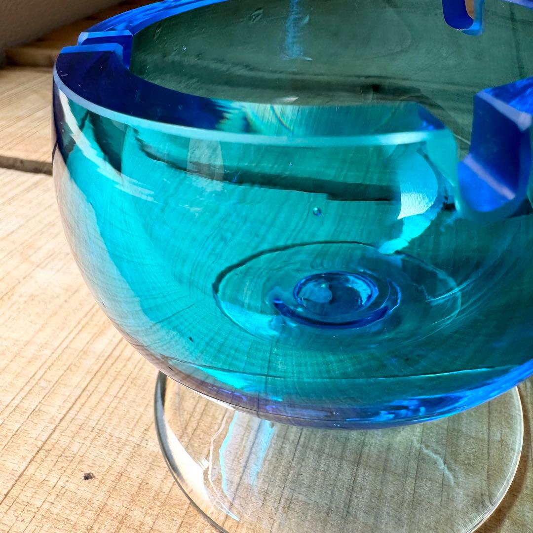 当時物　ブランデー型灰皿　ライトブルー　アッシュトレイ　アンティーク