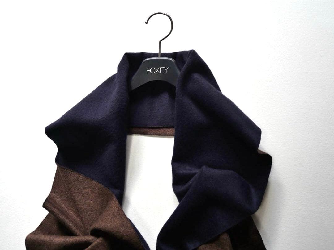 PIACENZA ピアチェンツァ シルクカシミアダブルフェイスマフラー ネイビー