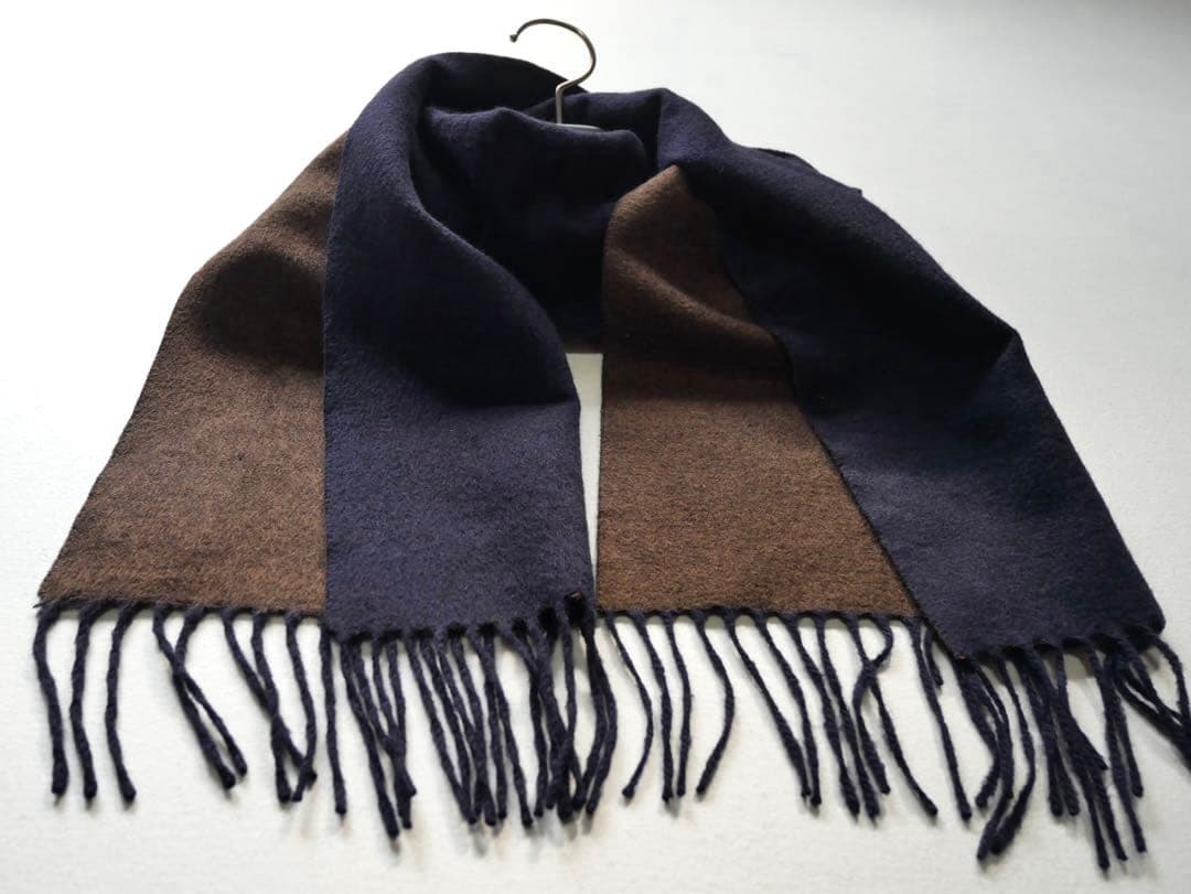 PIACENZA ピアチェンツァ シルクカシミアダブルフェイスマフラー ネイビー