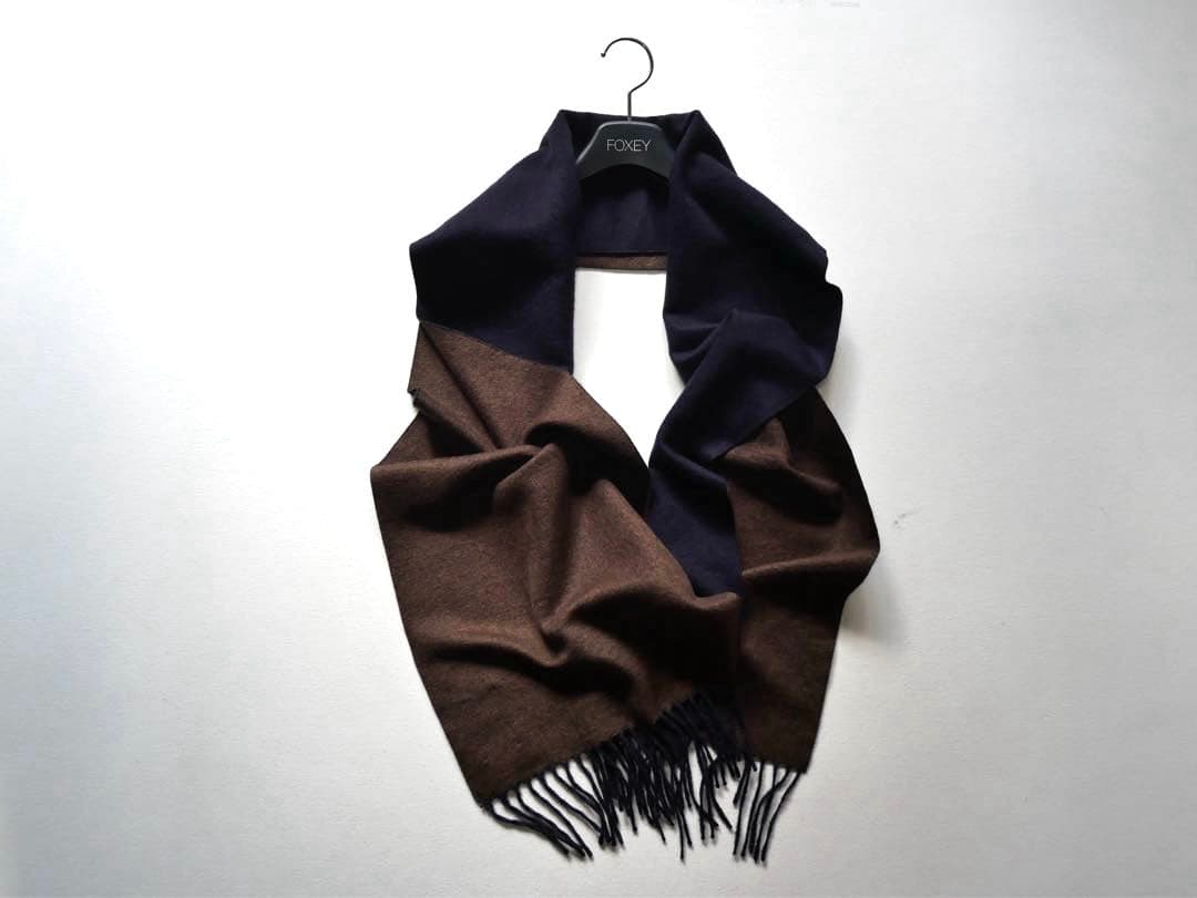 PIACENZA ピアチェンツァ シルクカシミアダブルフェイスマフラー ネイビー