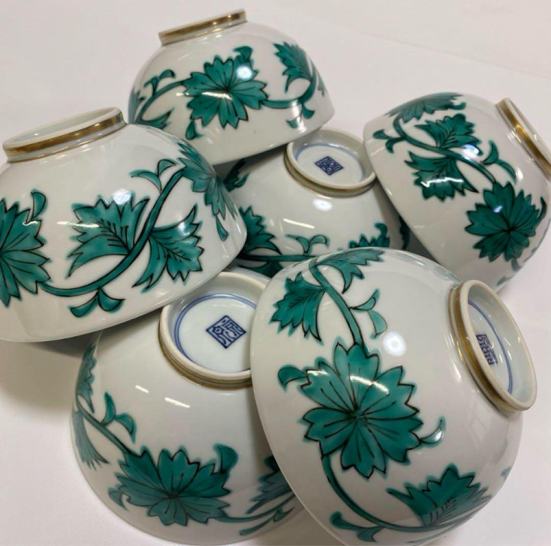 平安　京泉　清水焼 京焼 唐草 丼 どんぶり 小丼 6点セット　鉢　深鉢　丼　椀