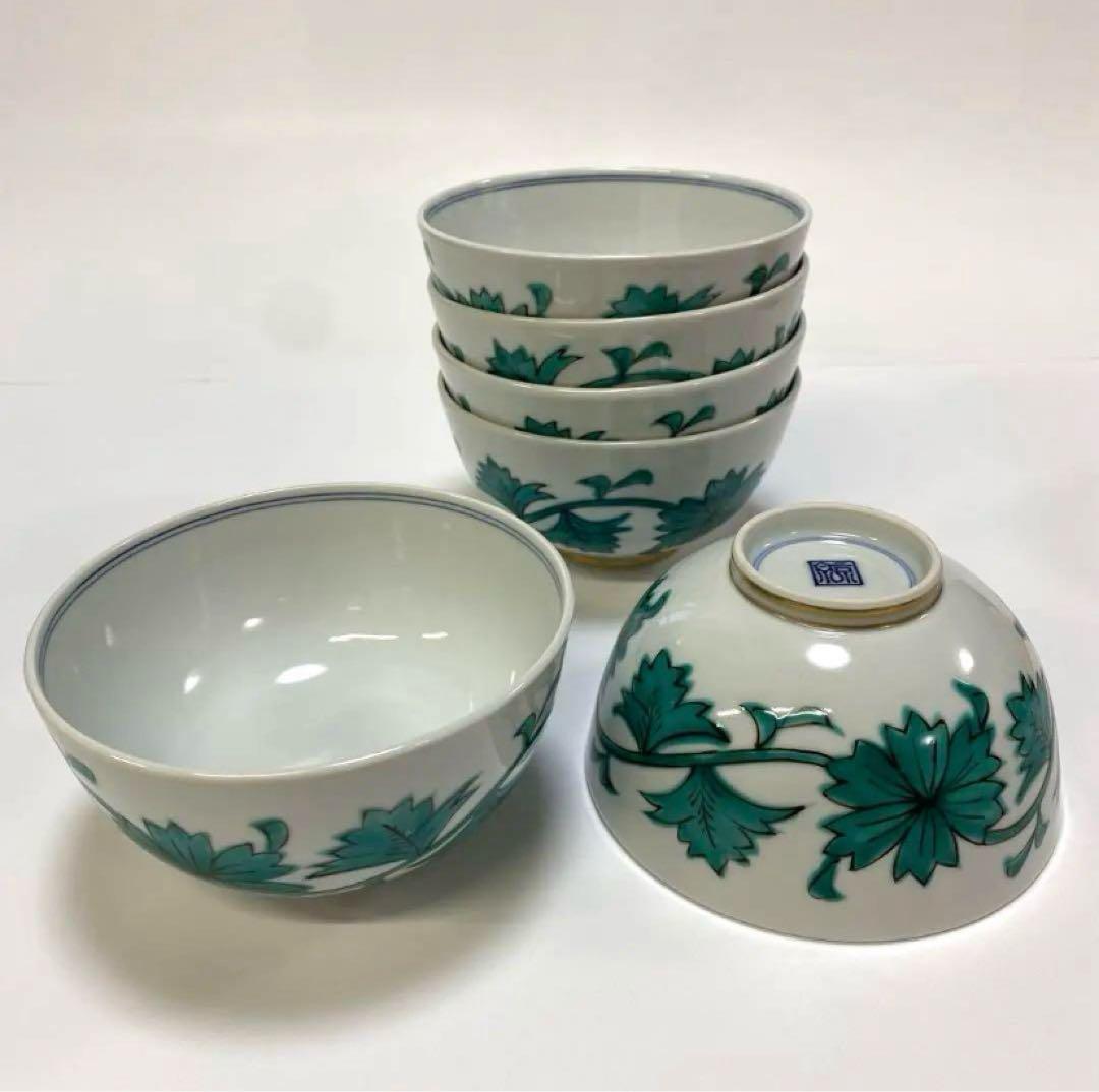 平安　京泉　清水焼 京焼 唐草 丼 どんぶり 小丼 6点セット　鉢　深鉢　丼　椀