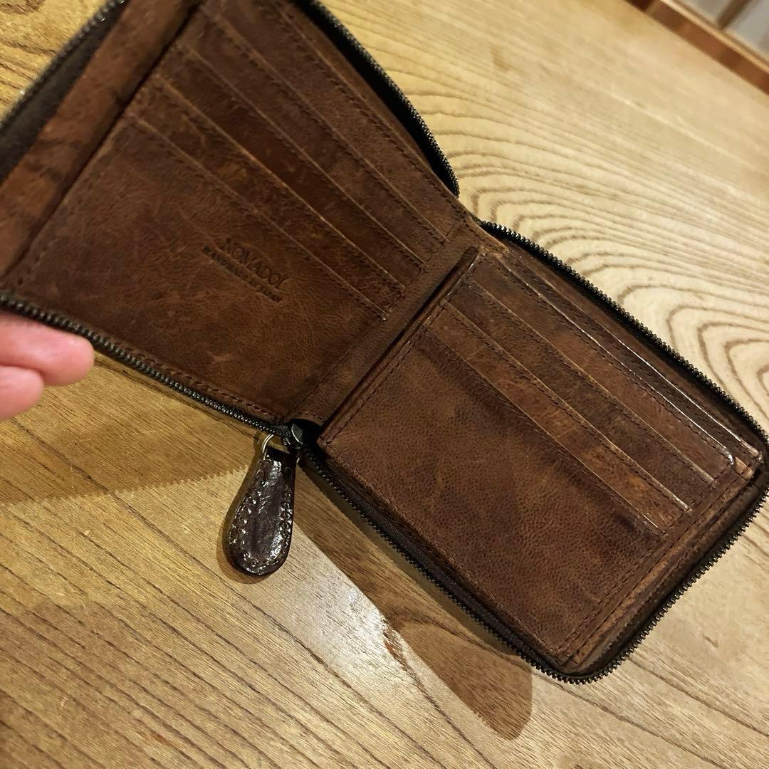 ノマドイ 2つ折り ファスナー 財布 イタリアレザー 未使用