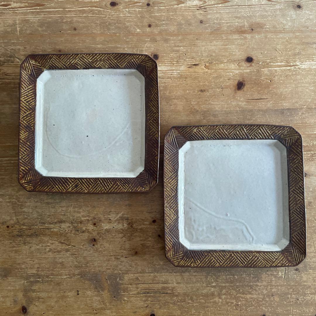 羅以音窯　江口香澄　 正方形大皿2枚セット
