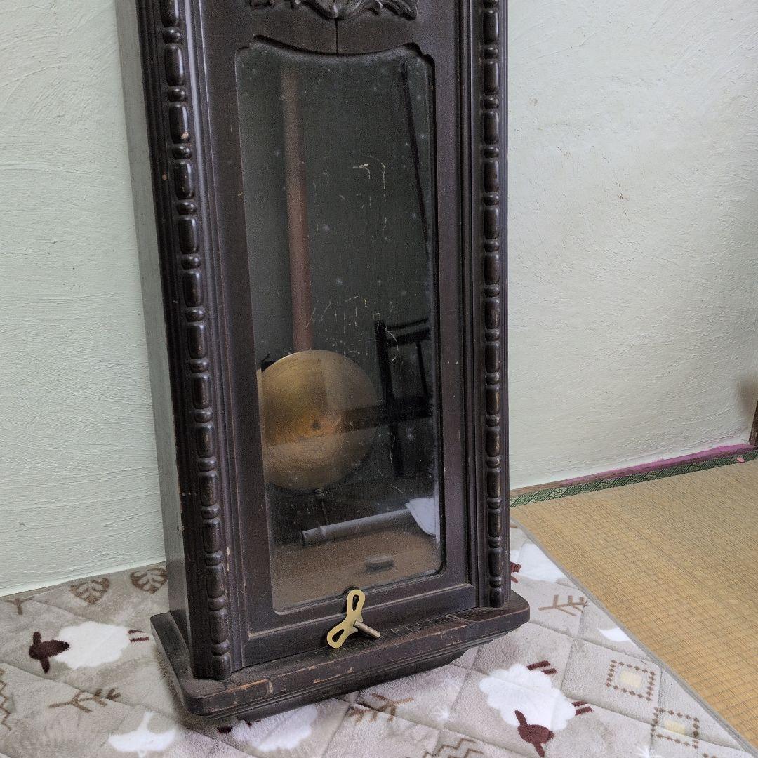 明治時計　ジャンク品　大型　振り子時計 　古時計　昭和レトロ　ゼンマイ時計