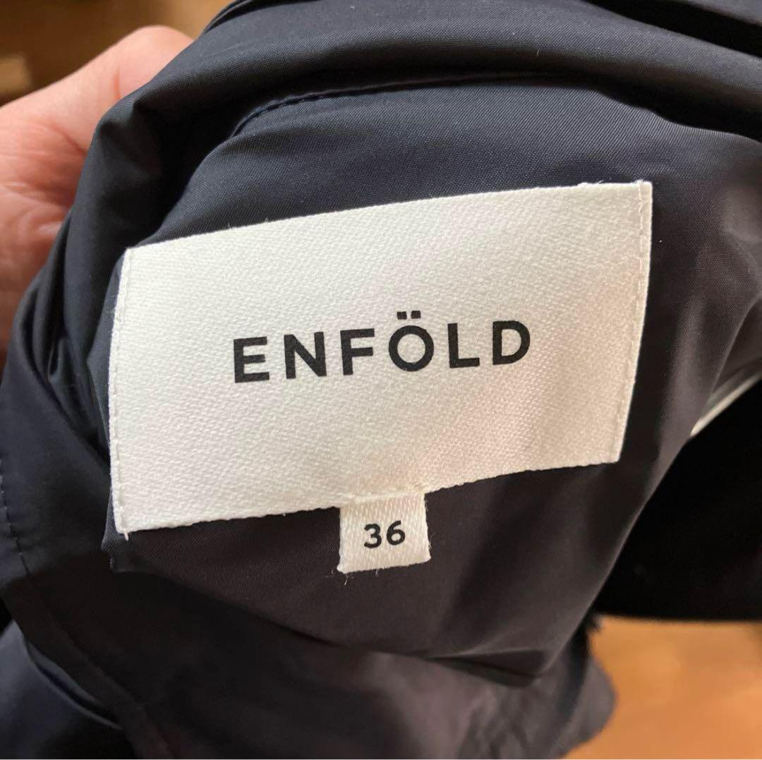 ENFÖLD フード付きオーバーサイズ　スプリングコート　36 ネイビー