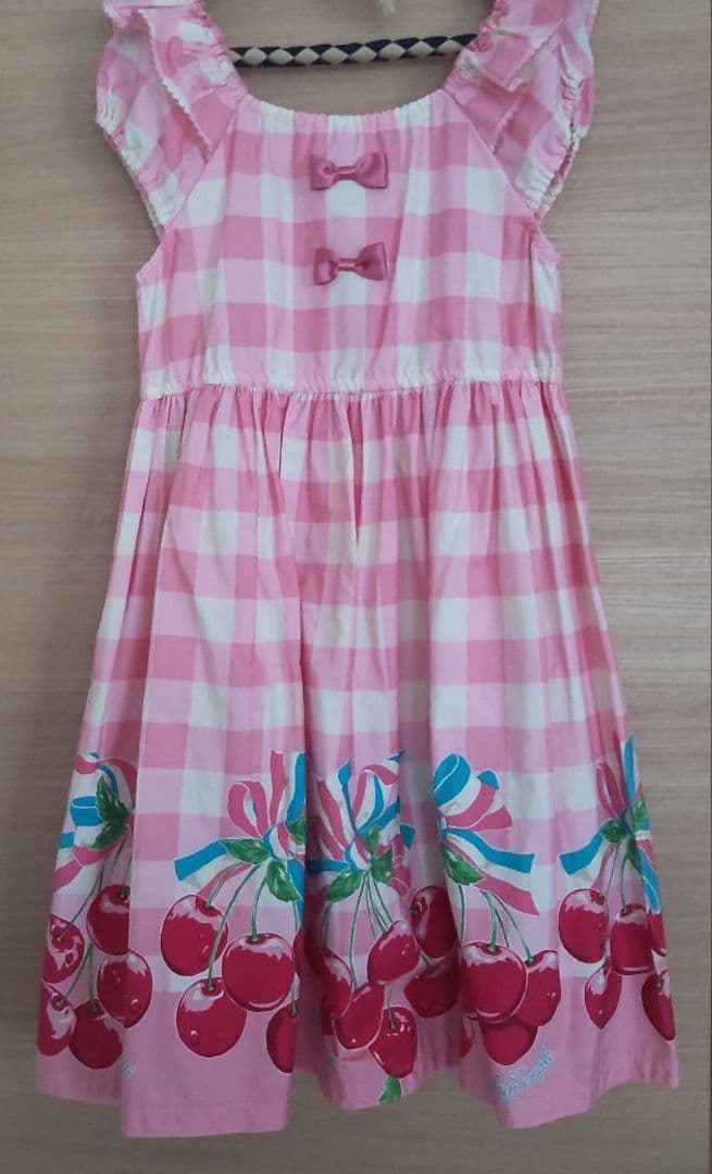 シャーリーテンプル　チェリーギンガムチェック　ワンピース　140㌢