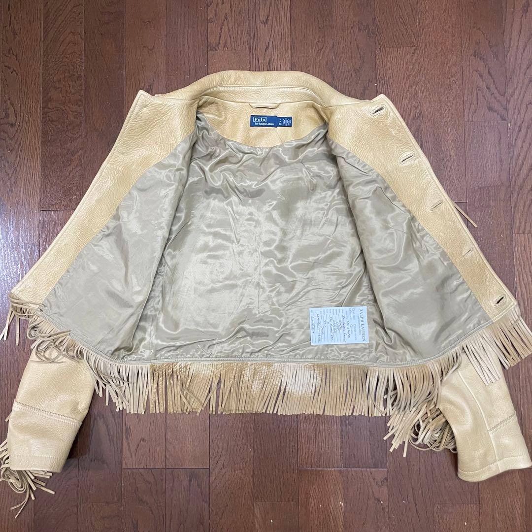 24SS ラルフローレン ディアスキン フリンジ ショートレザージャケット S