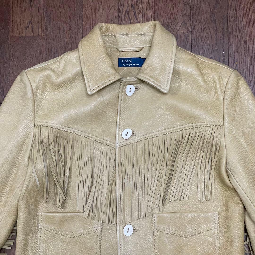 24SS ラルフローレン ディアスキン フリンジ ショートレザージャケット S
