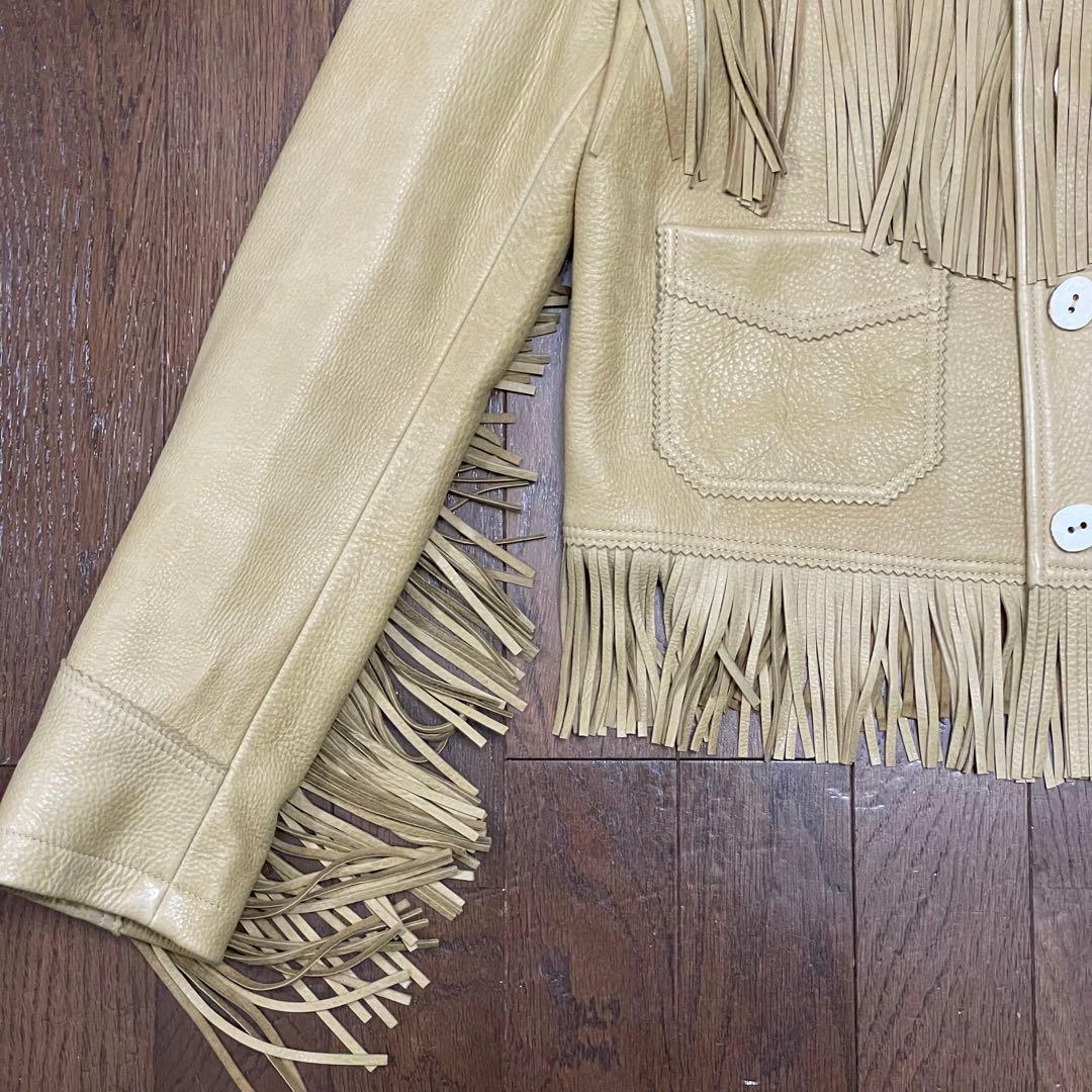 24SS ラルフローレン ディアスキン フリンジ ショートレザージャケット S