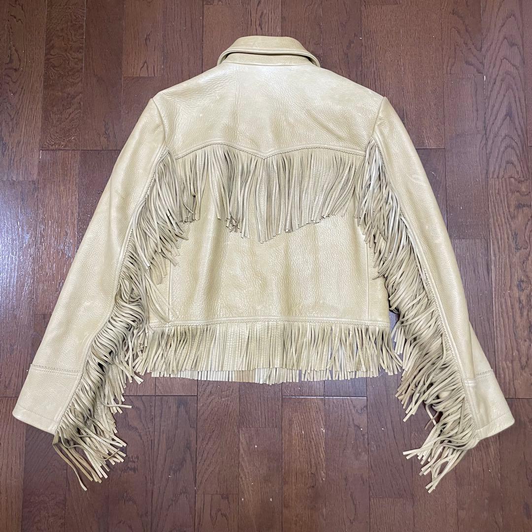 24SS ラルフローレン ディアスキン フリンジ ショートレザージャケット S