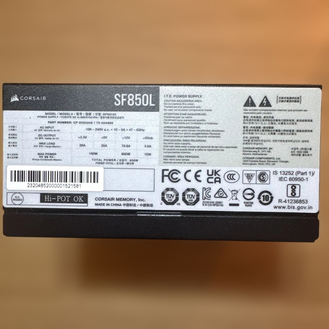 CORSAIR SF850L SFX-L電源ユニット