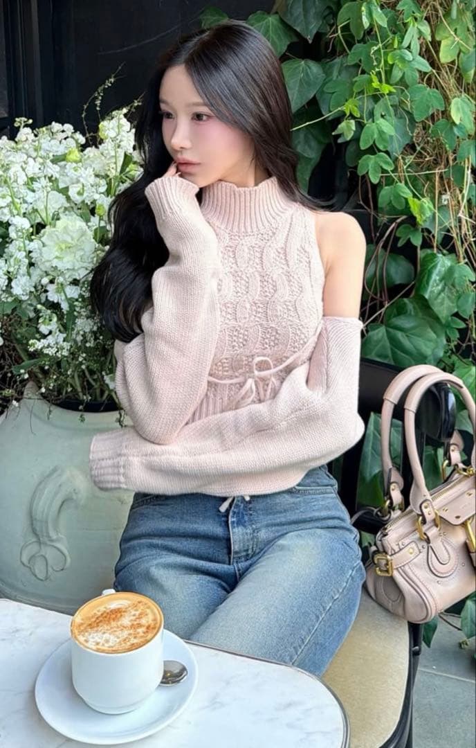 【新品】YILON LAYERED KNIT ENSEMBLE ピンク