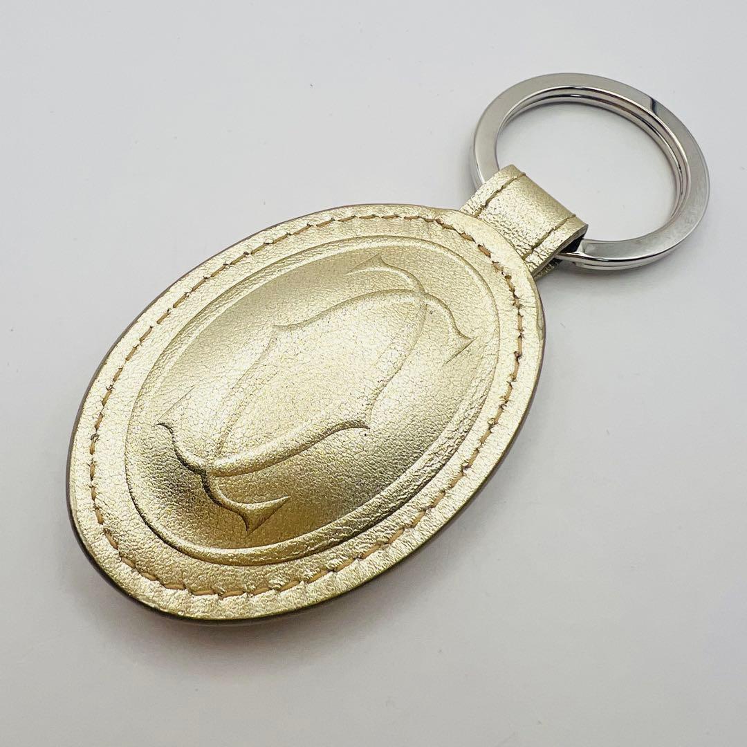 超美品　カルティエ　レザー　キーホルダー　キーリング　バッグチャーム