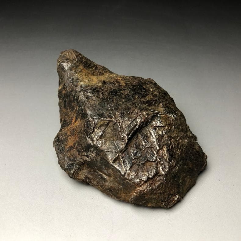 隕石 鉄隕石　アルタイ隕石　原皮付き　ナチュラル　原石　重さ約975ｇ　立て付き