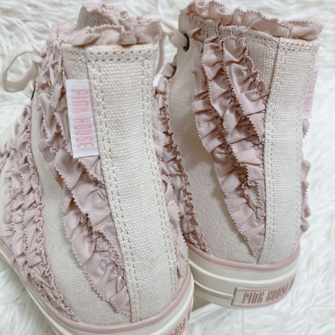 【希少】ピンクハウス フリルハイカットスニーカー ピンク 23.5
