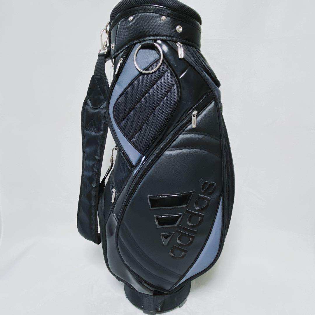 adidas アディダス　キャディバッグ　オールブラック　黒　ロゴ　9型　軽量