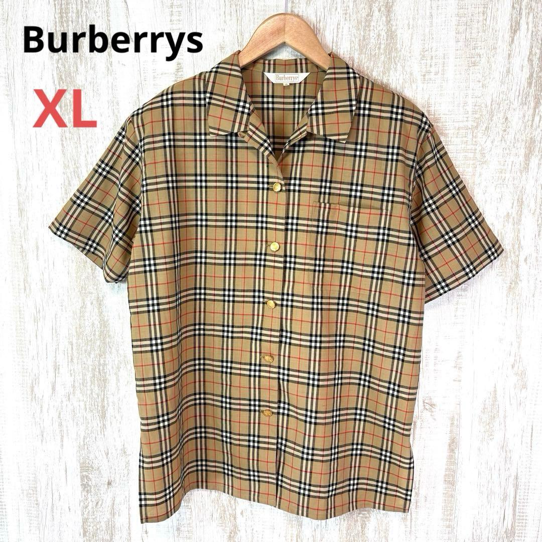 希少 Burberrys ノバチェック 金ボタン ウール 半袖 シャツ