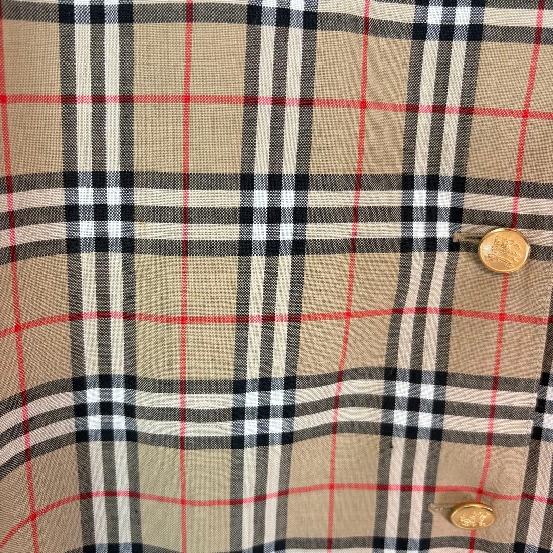 希少 Burberrys ノバチェック 金ボタン ウール 半袖 シャツ