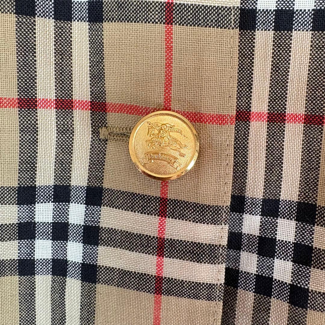 希少 Burberrys ノバチェック 金ボタン ウール 半袖 シャツ