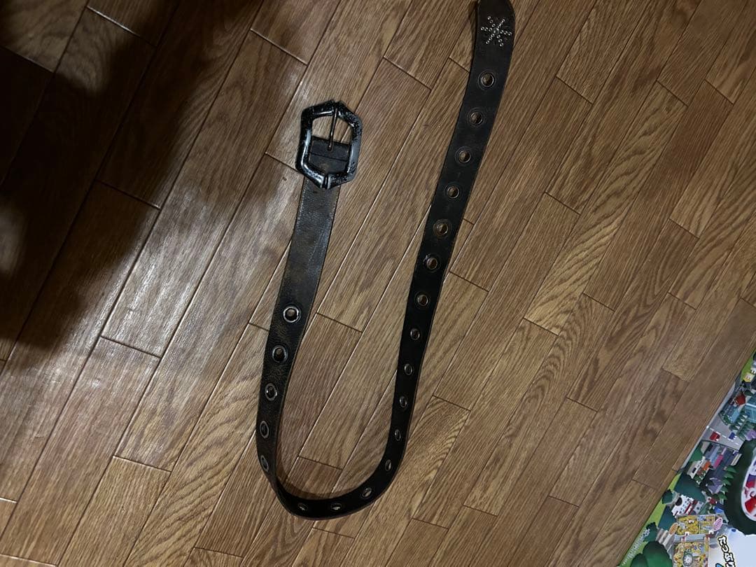 ビンテージ　スタッズレザーベルト オニキス