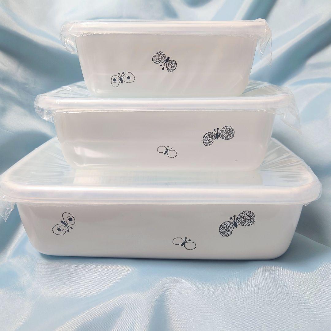 ミナペルホネン 野田琺瑯 レクタングル深型 SML3点セット choucho