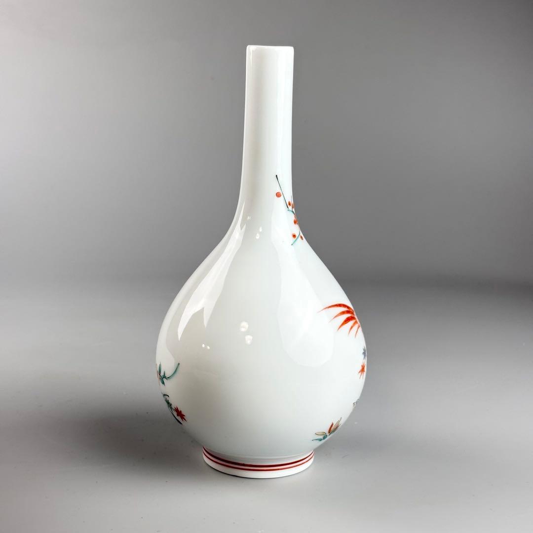 十三代酒井田柿右衛門作 錦梅鳥文花瓶 瓢箪花入 華道具 花生 花器 飾り瓶 共箱