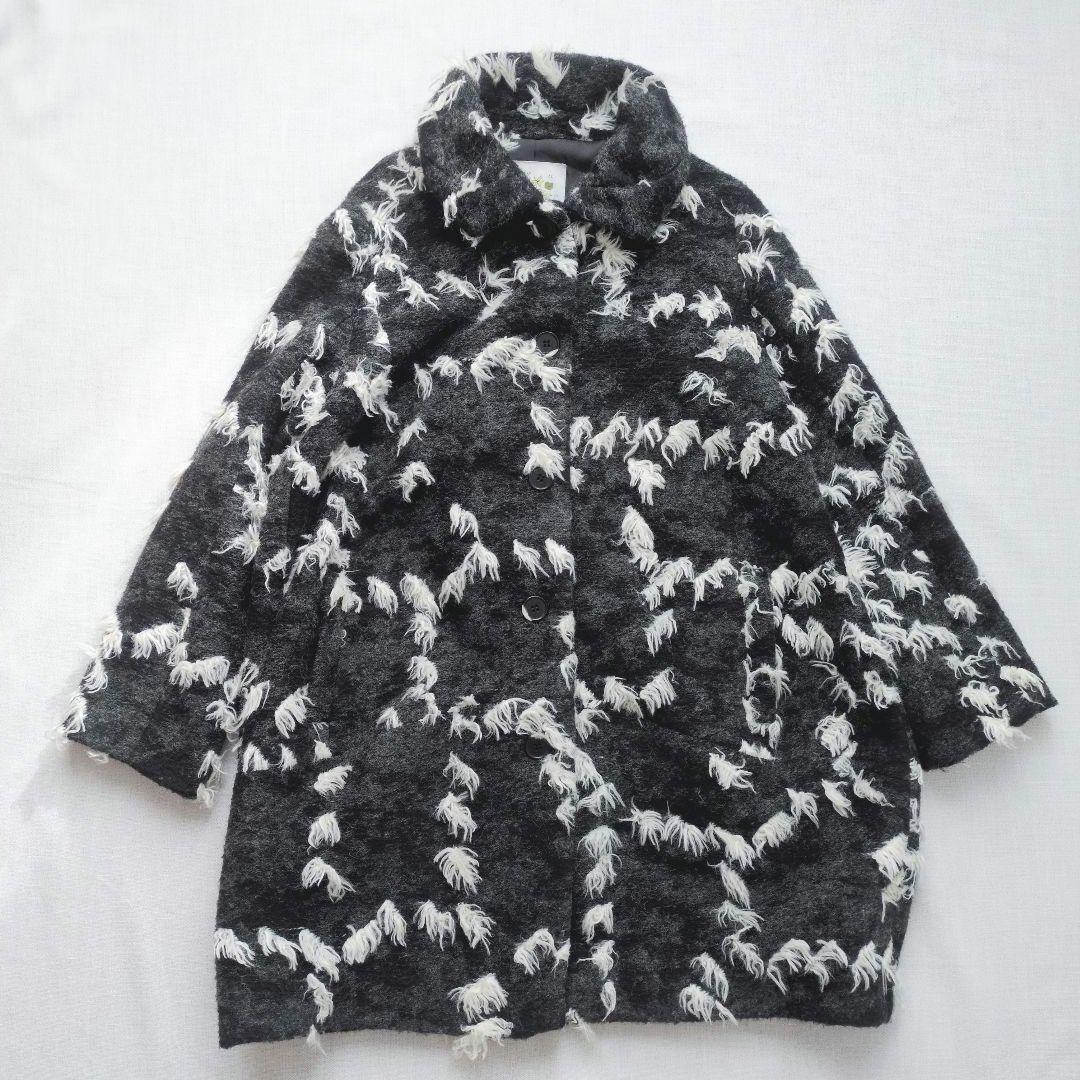 t.b　センソユニコ　コート　コクーンシルエット　グレー　フリンジ　日本製　38