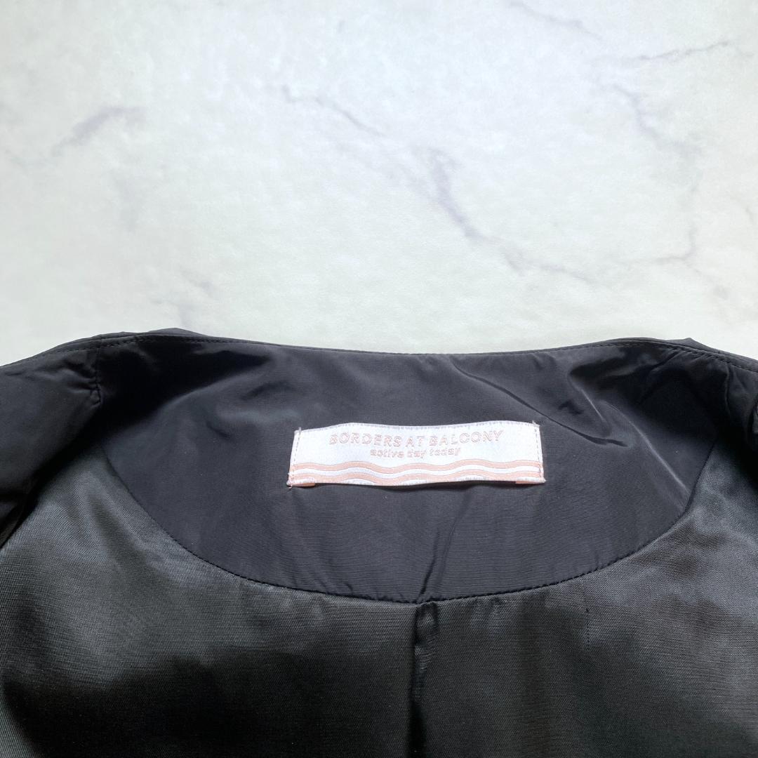美品✨ボーダーズアットバルコニー イリデッセント パテッド ジャケット 黒 36