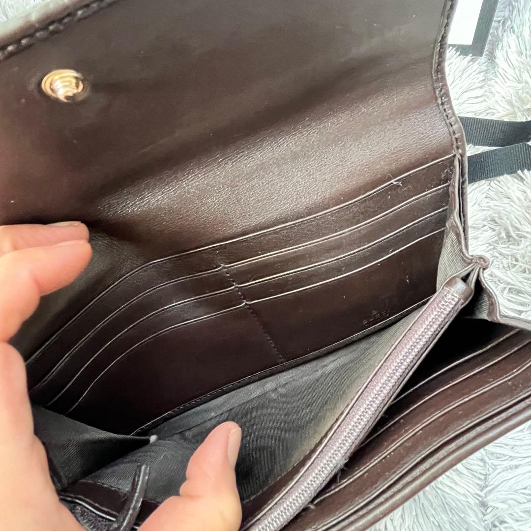 良品✨GUCCI シマ　インターロッキング　ダークブラウン　長財布　メンズ