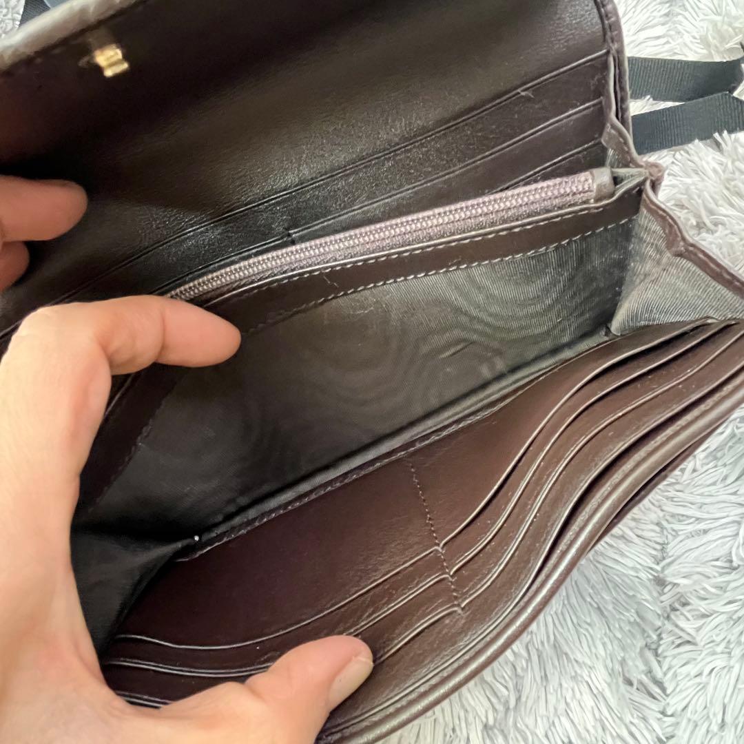 良品✨GUCCI シマ　インターロッキング　ダークブラウン　長財布　メンズ
