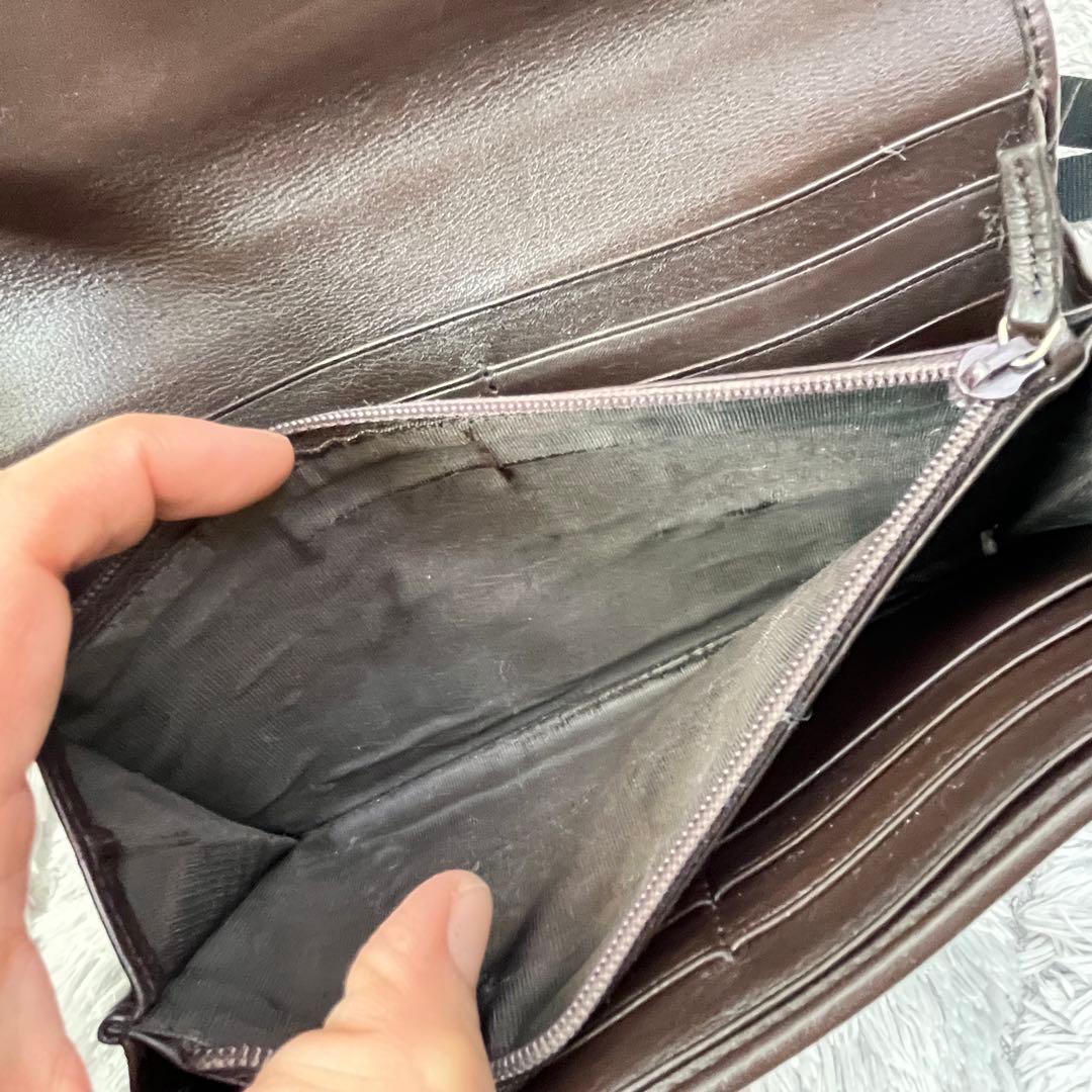 良品✨GUCCI シマ　インターロッキング　ダークブラウン　長財布　メンズ