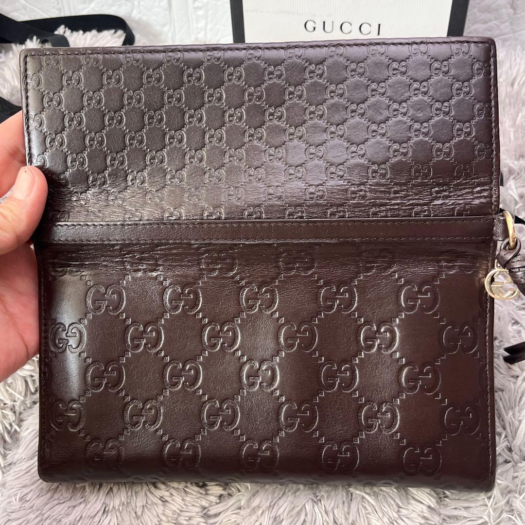 良品✨GUCCI シマ　インターロッキング　ダークブラウン　長財布　メンズ