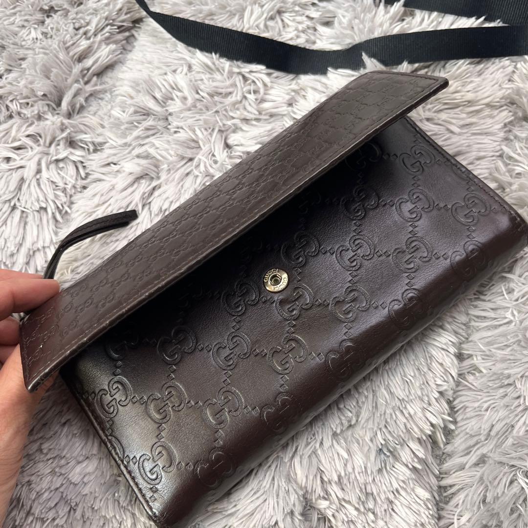 良品✨GUCCI シマ　インターロッキング　ダークブラウン　長財布　メンズ