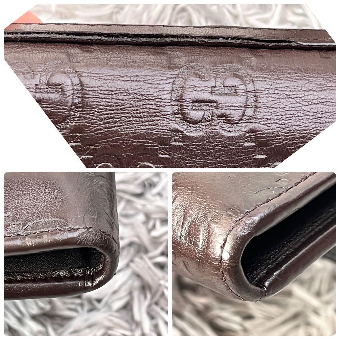 良品✨GUCCI シマ　インターロッキング　ダークブラウン　長財布　メンズ