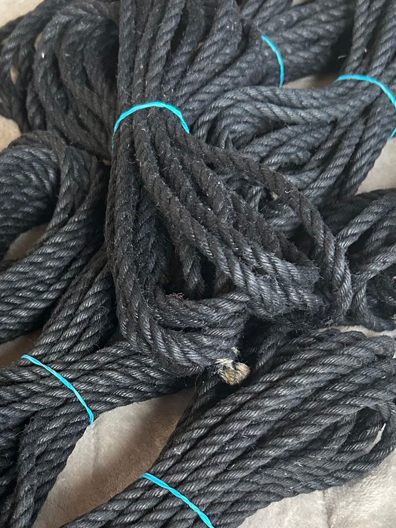 手作りロープ 7mm／8m × 9本セット　黒に近い紺色　未使用