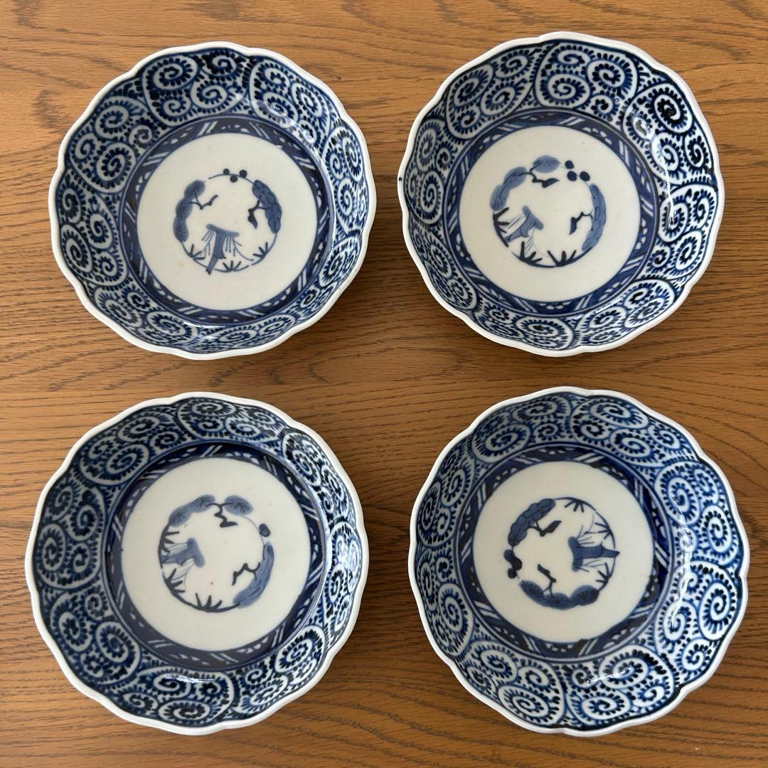 蛸唐草文 中皿 約１８センチ　 染付 蛸唐草文 膾皿