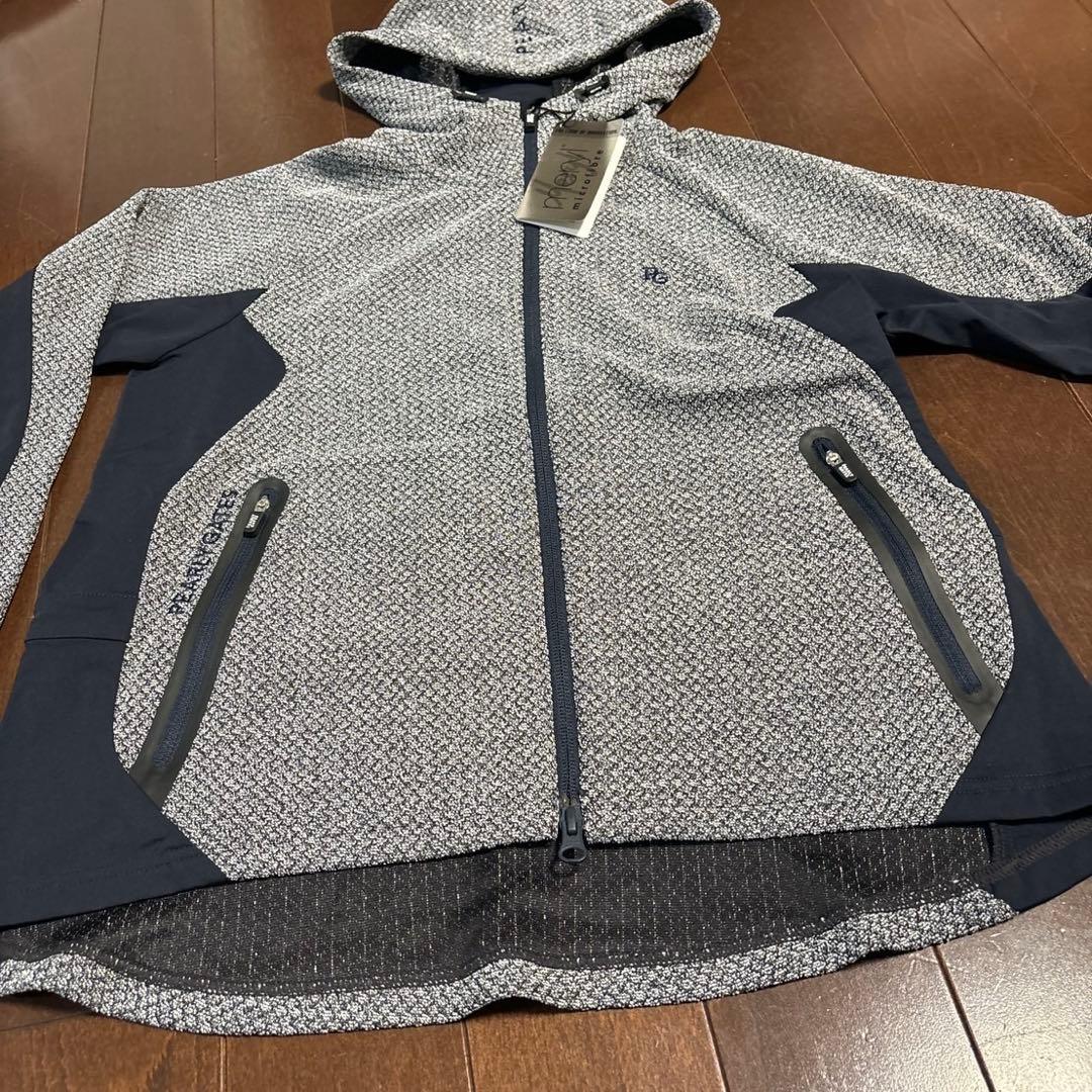 パーリーゲイツダイヤニットジャガードグレー×濃紺色ジャケットサイズ1