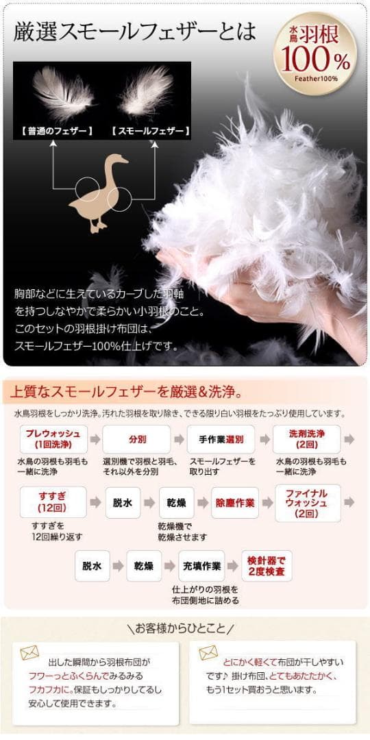 フェザー　羽根布団　セミダブル　SD　8点セット ベッドタイプ　ミルキーイエロー