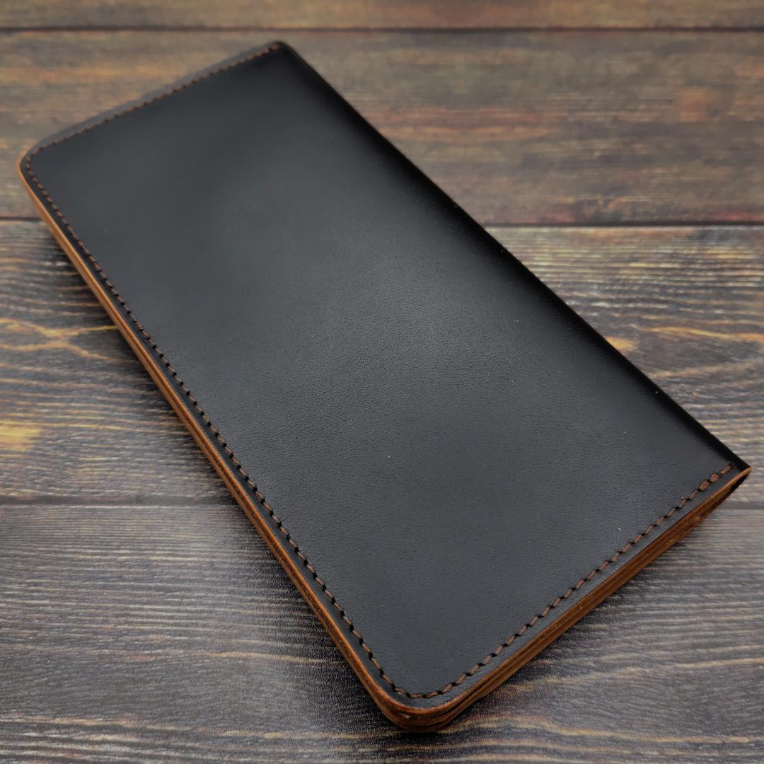 ロングトラッカーウォレット 栃木レザー ハンドメイド 本革 茶芯ブラック