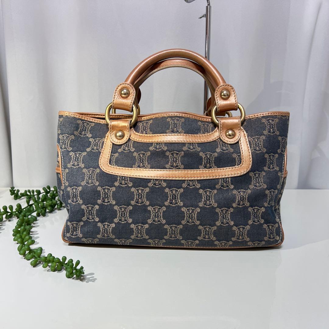 セリーヌ★CELINE★マカダム ブギーバッグ デニム トートバッグ メタリック