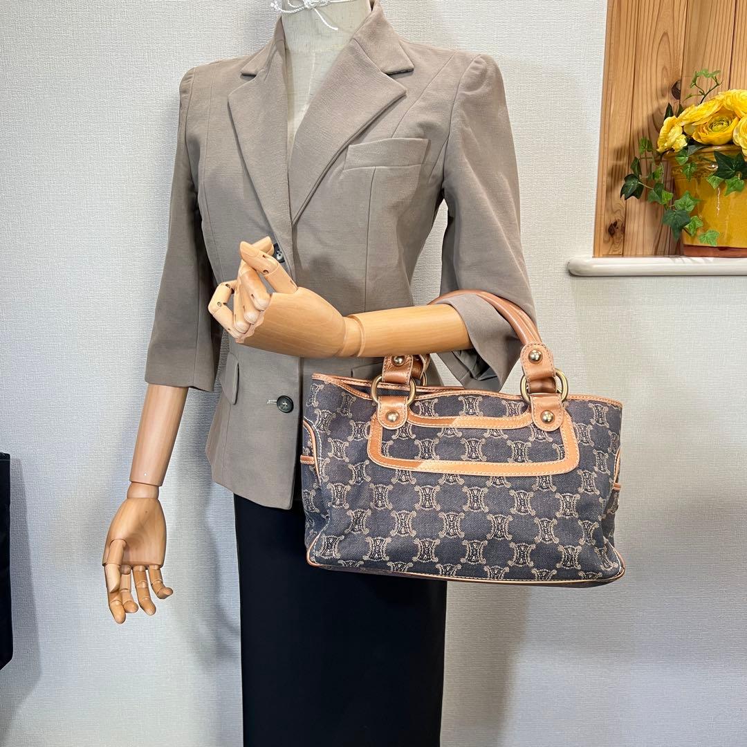 セリーヌ★CELINE★マカダム ブギーバッグ デニム トートバッグ メタリック