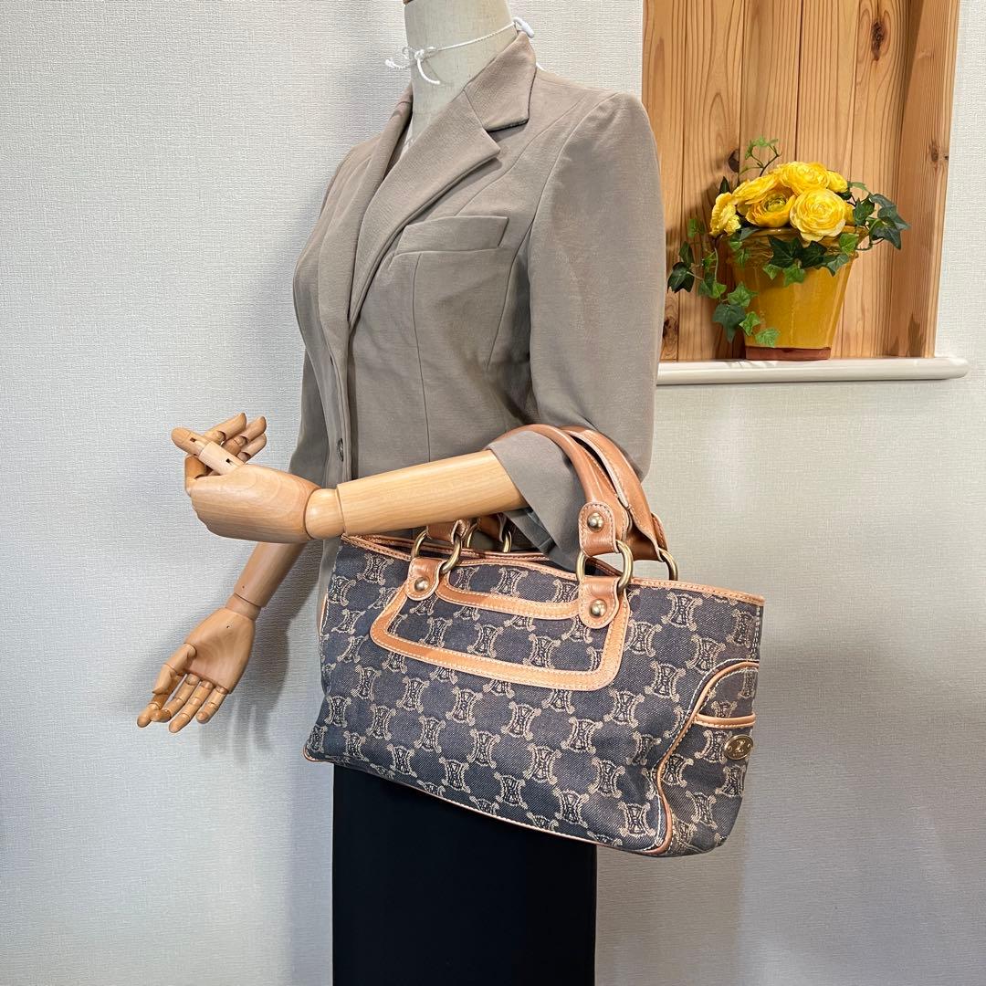 セリーヌ★CELINE★マカダム ブギーバッグ デニム トートバッグ メタリック