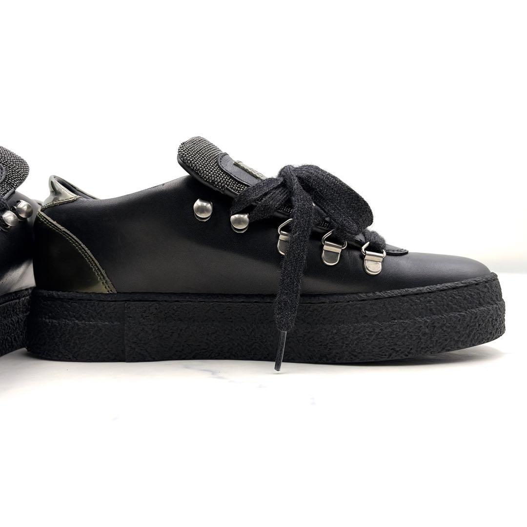 美品 ブルネロクチネリ モニーレ レザー スニーカー 黒 37 厚底 23.5