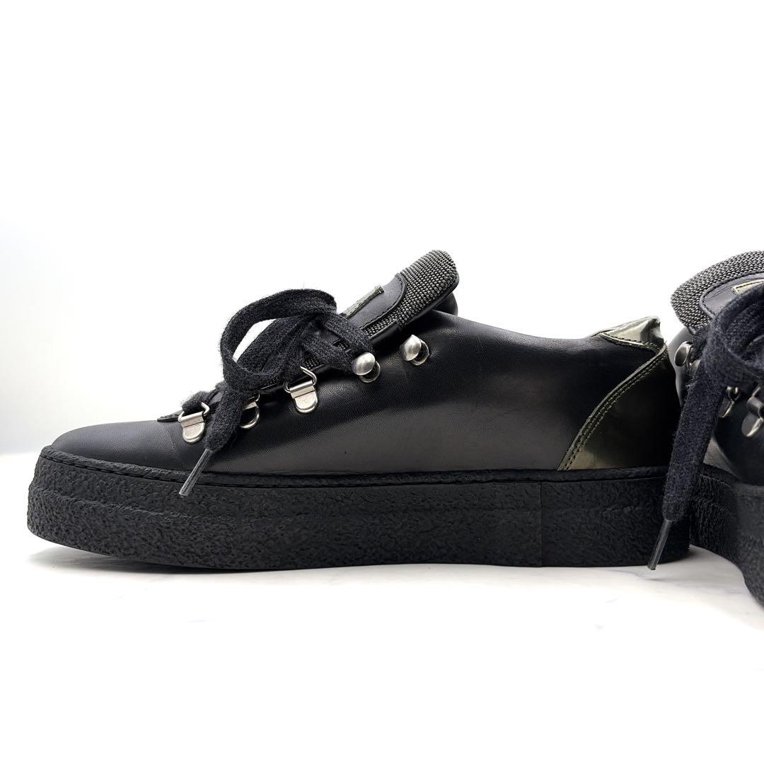 美品 ブルネロクチネリ モニーレ レザー スニーカー 黒 37 厚底 23.5